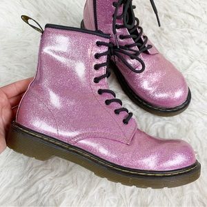DR. MARTENS Pink Glittery 1460 Lace zip Combat Boots US 7